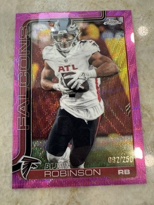 Topps Chrome 2025 Pink Wave Bijan Robinson Falcons #16 Parallel Serial #092/250