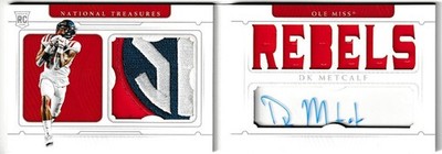 2019 National Treasures Auto RPA 1/5 (Bookend 1/1) DK Metcalf Ole Miss SEC Logo