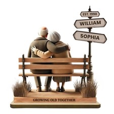 Personalized Growing Old Together Standing Wooden Plaque, Cust om Christmas