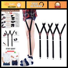 2/4 Pack Adjustable Y-Style Shirt Stays for Men - Non-Slip Elastic Garters Holde