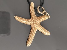 Kette Lederband matt Gold 84 cm Länge Seestern 7x6 cm