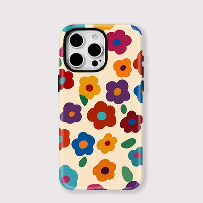 Retro Color Pop Fun Flower Print Case iPhone 17 16 15 14 13 12 11 Pro Max Air