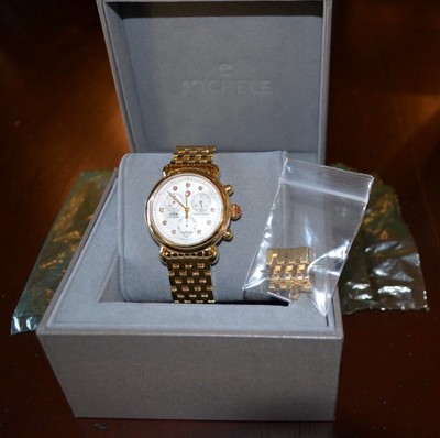 Michele CSX36 Watch Gold Tone MWO3M00A9046 Michele CSX 36MM Two-Tone Stainless Steel, Mother-Of-Pearl  main image 4