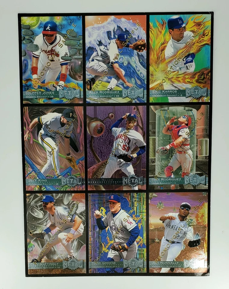 1996 MLB Metal Universe Uncut Card Promotional Sample Sheet - Image 3 of 4