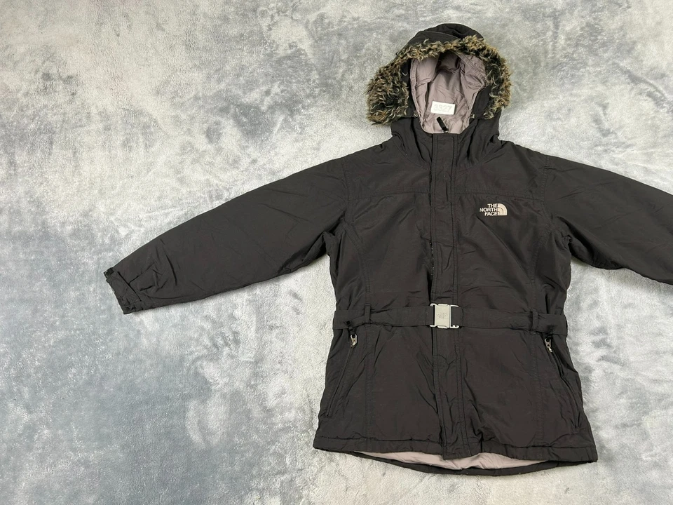 CHAQUETA DE PLUMÓN PARA NIÑAS THE NORTH FACE HYVENT 550 EXTRA GRANDE NEGRA CON CAPUCHA AISLADA Foto 4 de 4