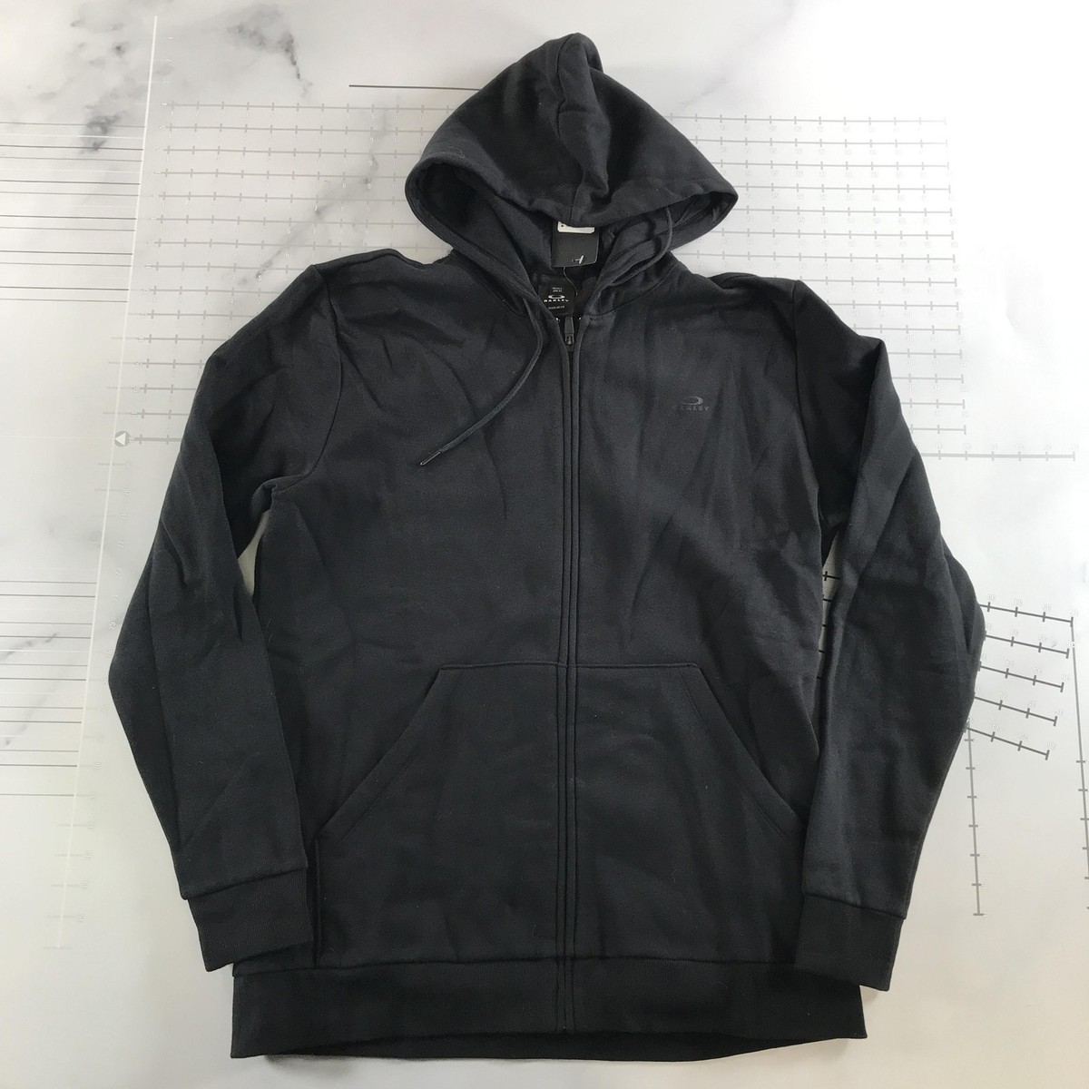 Oakley Hoodie Mens Large Black Relax Full Zip Fleece Blackout