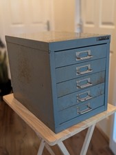 Bisley Vintage Retro Metal 5 Drawer Desktop Filing Cabinet