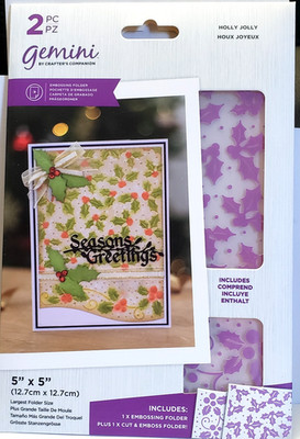 NEW Gemini Holly Jolly Embossing Folder & Cut & Emboss Folder Set  5''x5''  Sealed