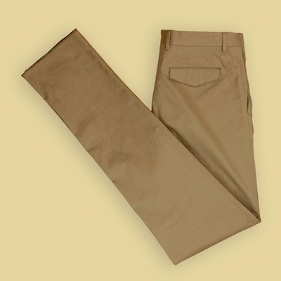 Caruso Khaki Cotton Blend Tapered Leg Flat Front Trousers Pants 50 36 Italy