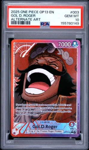 2025 ONE PIECE OP13-CARRYING ON HIS WILL ALTERNATE ART #003 GOL D. ROGER PSA 10