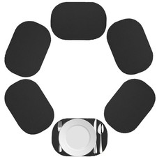 Kraftware Fishnet Oval Placemat for Any Outdoor Table, Black, Set of 6, Small