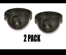 2 Dummy Camera Fake Security CCTV Dome Cameras with Flashing Red LED Light New