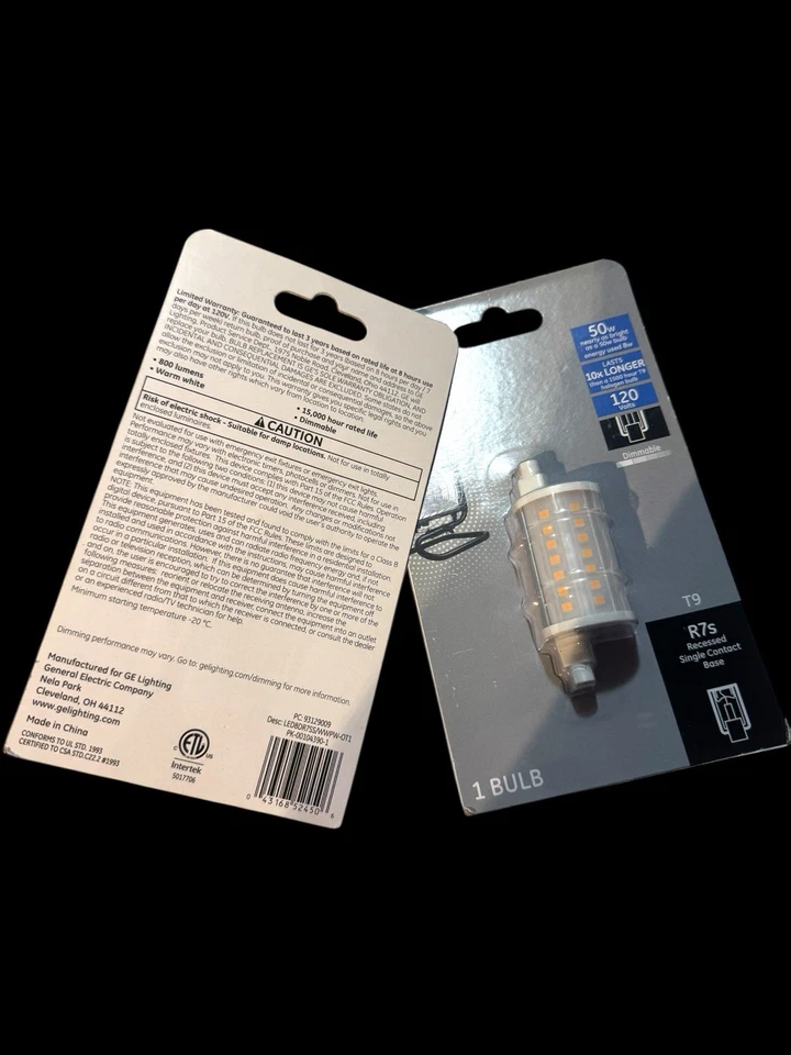 2 PK GE Specialty LED 50 Watt EQ T9 Warm White Dimmable Light Bulb R7s Recessed - Image 3 of 4
