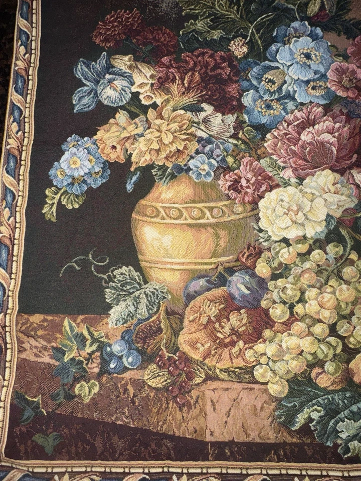 Tapiz francés para colgar en la pared 25”x28” puntada yacquard floral siglo XVI CERTIFICADO DE AUTENTICIDAD Foto 4 de 4