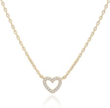 PAVOI 14K Gold Plated Cubic Zirconia Heart Necklace Cute Dainty Love Pendant N