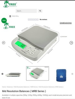 Tree MRB 2500 Durable Mid Resolution Balance for Lab & Industrial 2500g x 0.1g