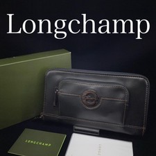 Longchamp 2492 Round Zipper Long Wallet With Logo Plate And Box Limited Edition