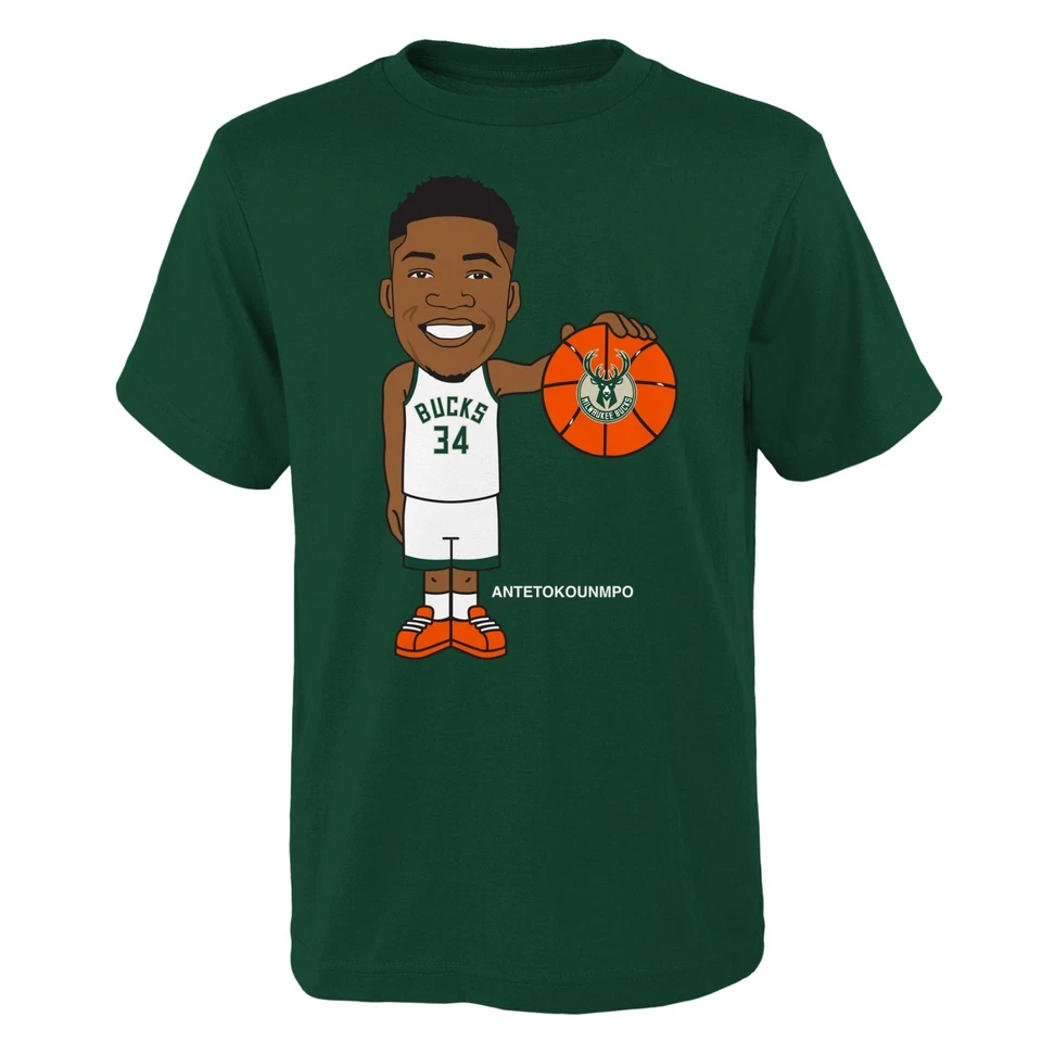NBA T-Shirt Milwaukee Bucks Giannis Antetokounmpo Geeked Up Basketball Shirt - Bild 1 von 1