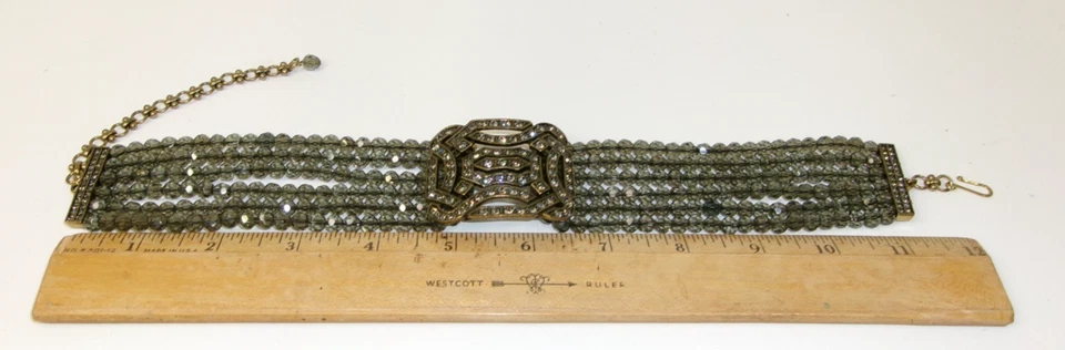 Heidi Daus Smoky Gray Bead Multi-Strand Crystal Choker Necklace - Image 3 of 4