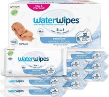 WaterWipes Sensitive+ Newborn & Baby Wipes, 720 Count (12 Packs), 3-In-1 Cleans,