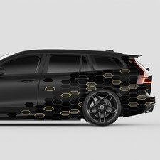 Waben Aufkleber 2er Set je 200x60cm Auto Motorrad Dekor KX083-09 Schwarz Gold