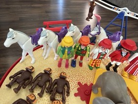 Playmobil White Circus Elephant Romani Circus Lot w/ Many Extras Turntable