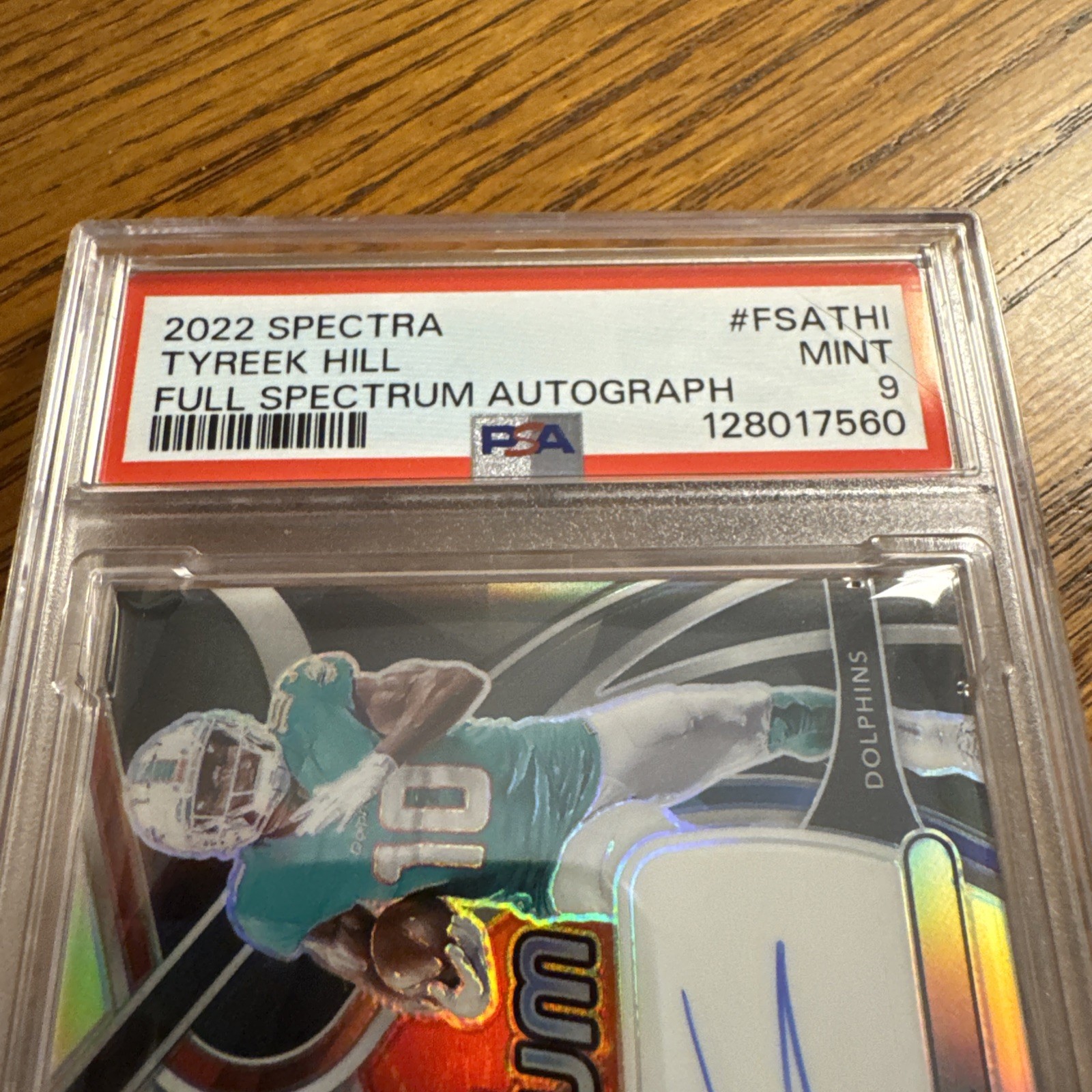 2022 Panini Football Spectra Tyreek Hill Full Autograph Chiefs And Dolphins Psa9 view 5