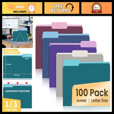 Vintage File Folders 100 Pack, 8.5x11 Manilla with 1/3-Cut Tabs for Office  Sch