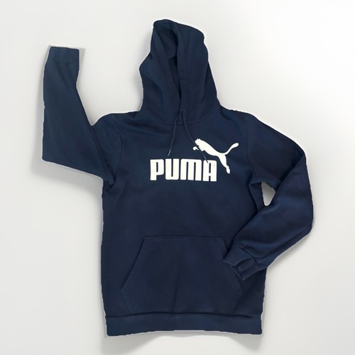 PUMA Youth Navy Blue Hoodie Long Sleeve, Drawstring & Kangaroo Pocket, Size XS