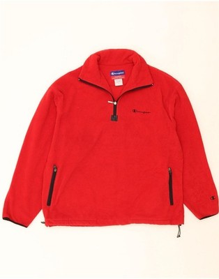 CHAMPION Herren Fleecepullover mit Reißverschluss am Ausschnitt Large rot Polyester BQ28