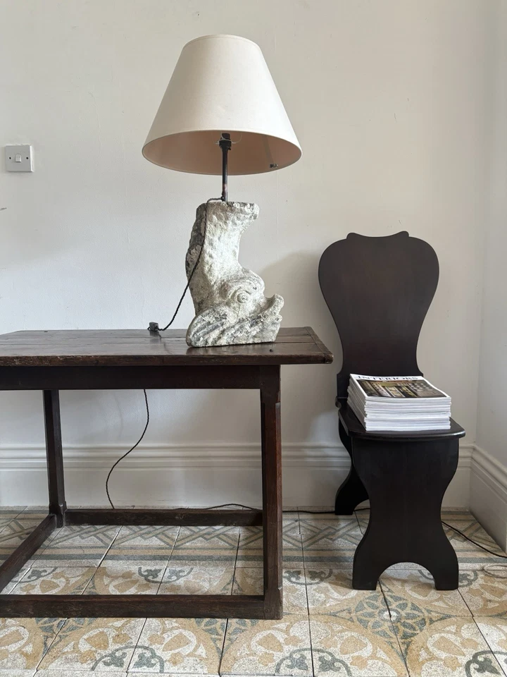 A Composite Stone Dolphin Head Lamp, Newly Wired and PAT test, 55cm - Image 4 of 4