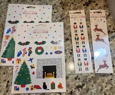 Mrs. Grossman's Christmas Stickers Vintage Nutcracker Reindeer Fireplace Wreath