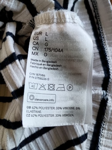 Camisa top para mujer H&M blanca con rayas negras manga 3/4 talla grande - Imagen 8 de 18