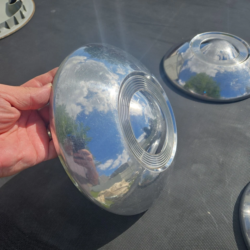 OEM Mopar Set Of 9 3/4" Dog Dish Hubcaps 1956-58 Dodge D100/200 Truck (DD255) - Image 2 of 4