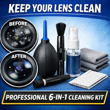 6-in-1 Camera Cleaning Kit Professional DSLR Lens Cleaner Full Set Air Blower Br