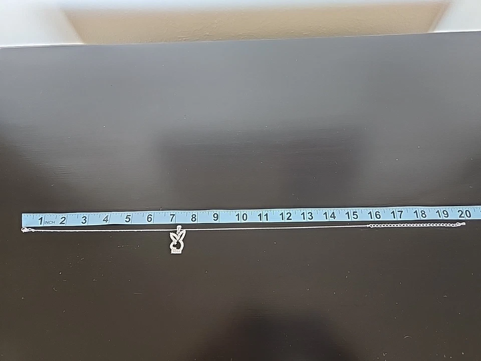 Y2K Vintage Playboy Bunny Silver Tone Rhinestone Adjustable Chocker Pendant - Image 4 of 4