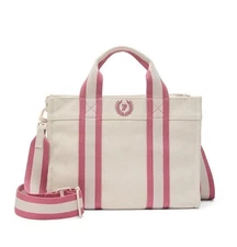 Victoria's Secret PINK Mini Crossbody Canvas Tote Bag Cream/Pink