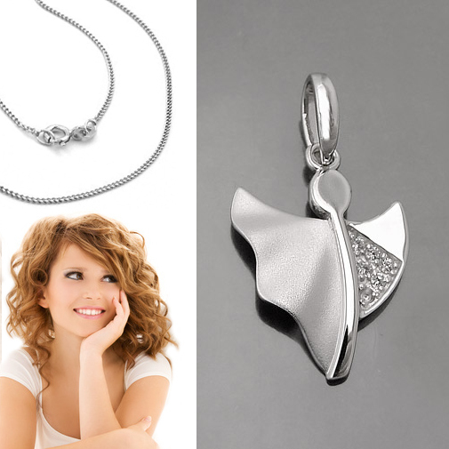 täglicher Begleiter Schutz Engel Anhänger Echt Silber 925 mit Kette nach Wahl