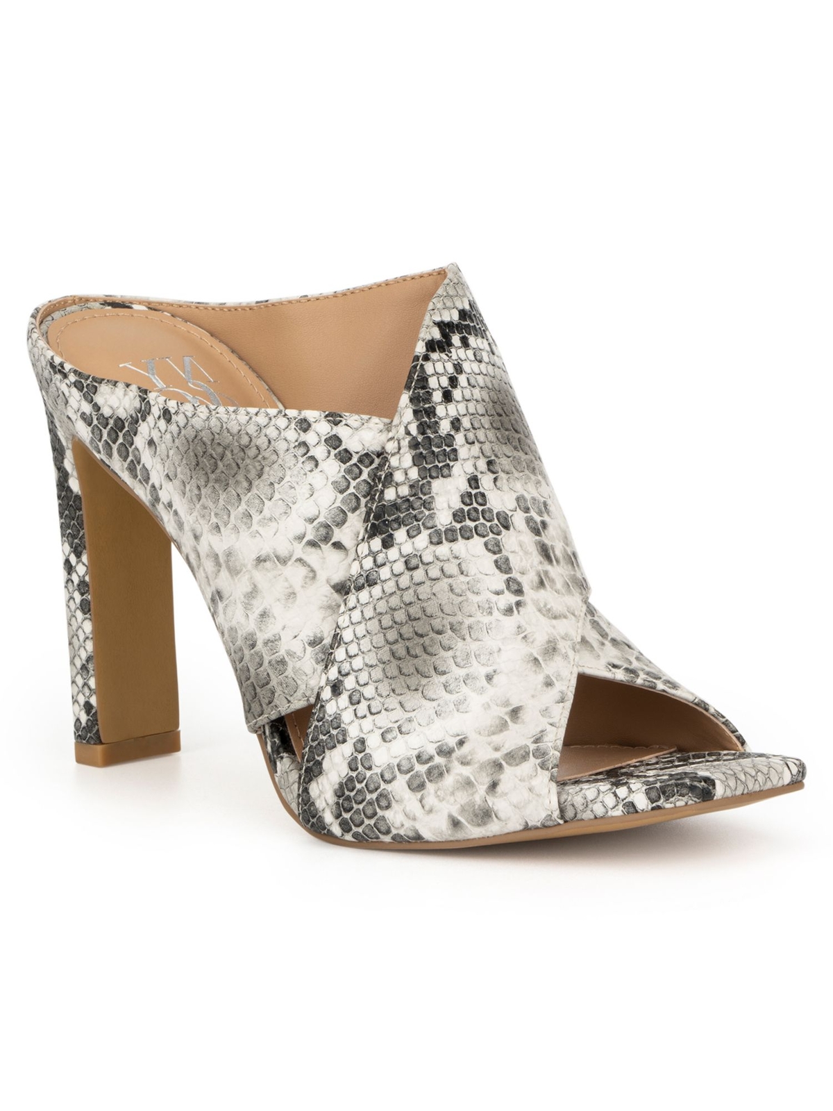 Женские шлепанцы NEW YORK - CO серого цвета Sofia со скульптурным носком на каблуке без шнуровки, 9 М