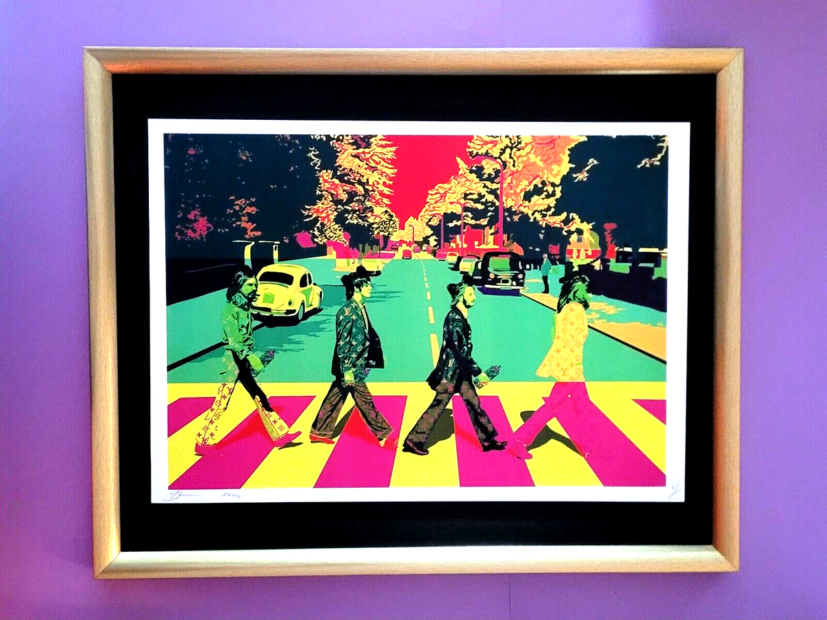 Death NYC Large Framed 16x20in Pop Art Certified The Beatles Abbey