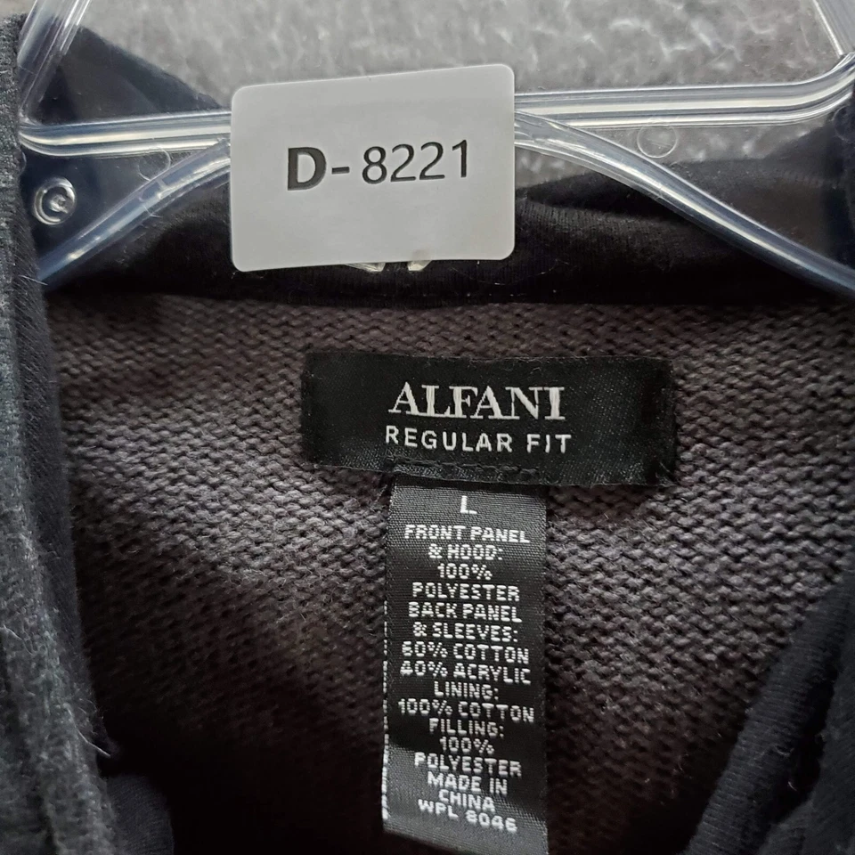 Alfani Hombres Sudadera con Capucha Grande Negro Gris Bloque de Color Bolsillos con Cremallera Completa Manga Larga Foto 2 de 4