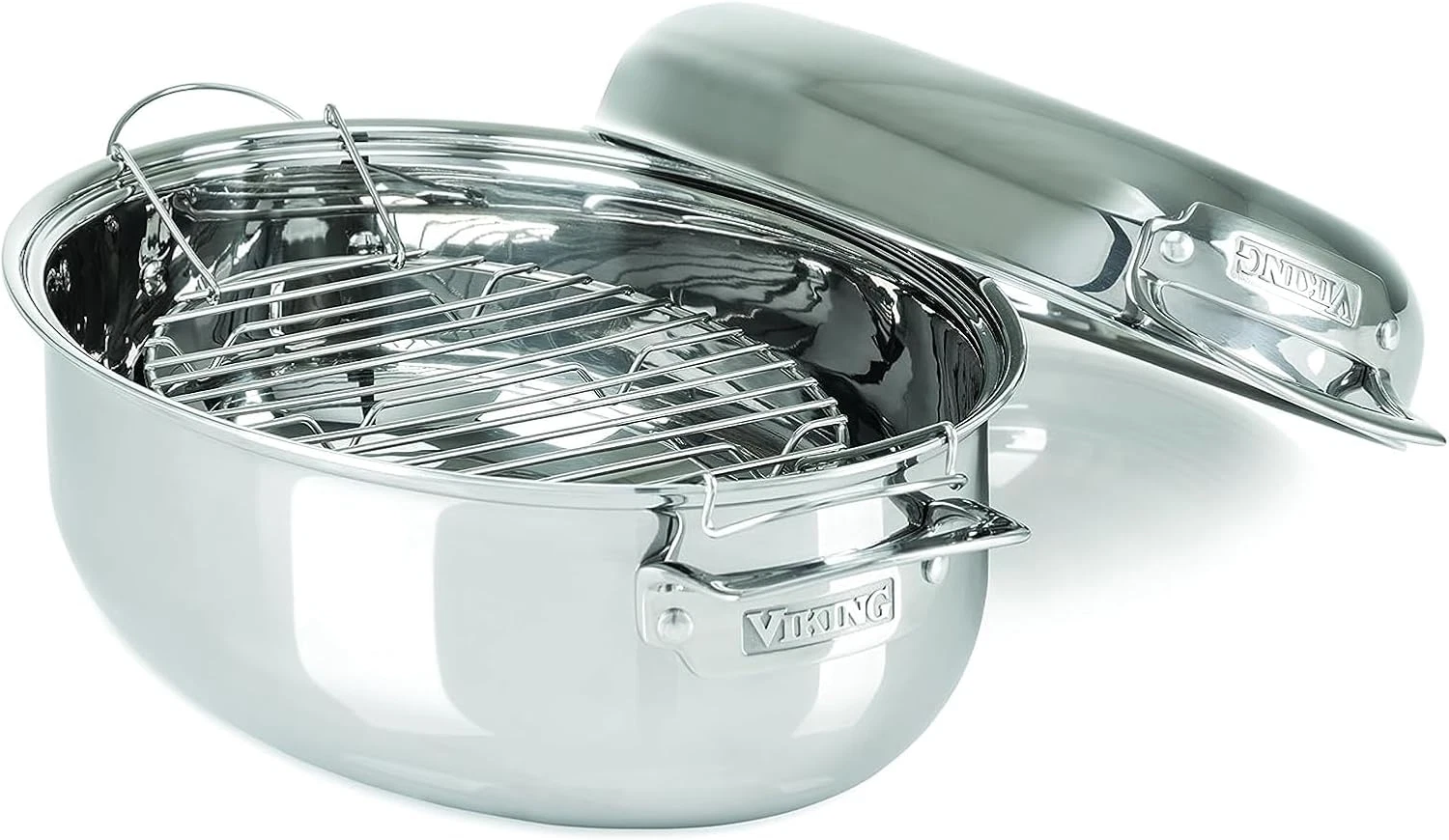 Stainless Steel 3-Ply Oval Roasting Pan with Lid & Rack, 8.5 Quart
Opens in a new window or tab