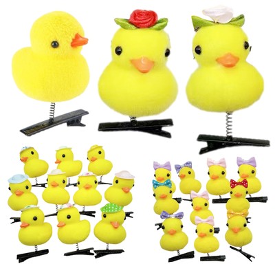 10PCS Cartoon Duck Plush Hairpin Set, Fun Animal Hair Clips for Kids Women
