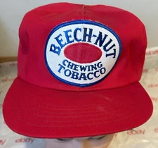 Vintage Beech-Nut Chewing Tobacco Adjustable Red Cap with Foam Liner