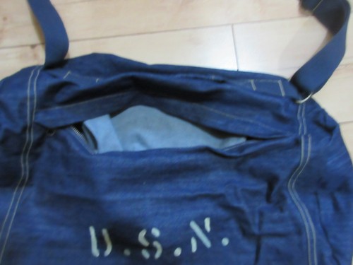U.S.N. Navy Denim Duffle Bag Seesack Reisetasche Umhängetasche Stencil Nose Art - Bild 4 von 4