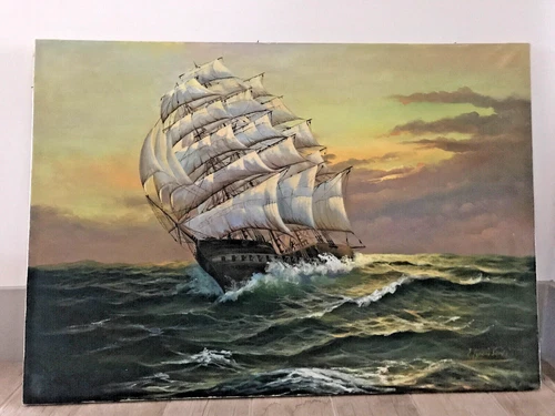 Juan Ignacio Sardi  Oil Painting  of Clipper Ship  39" × 28"