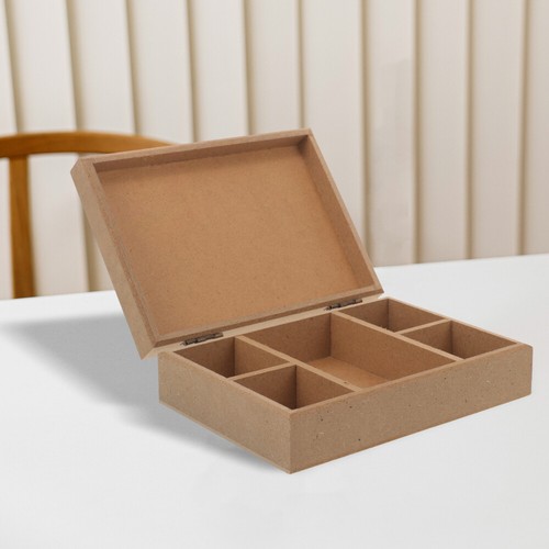 1PC Unfinished Wood Box Compartment Wooden Box Blank Box Unfinished Storage Box - Picture 17 of 20