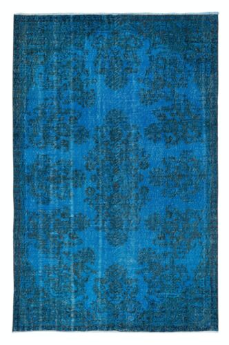 Tapis de zone moderne bleu 5,6 x 8,6 pieds de Turquie, tapis fait main pour salon - Photo 1/5