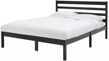 Home Kaycie Double Wooden Bed Frame - Black | Sturdy Durable Support Base Bed