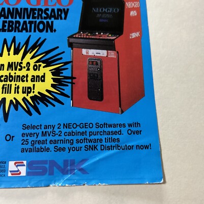 orginal 11-8 1/4” Neo Geo 2 4 Slot Fill Up Snk arcade video game